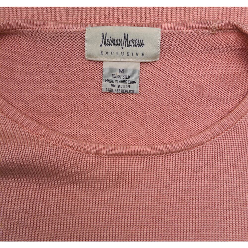 Vintage Neiman Marcus pink knit top. 100% silk sz M quiet luxury brunch resort‎ - Picture 3 of 3